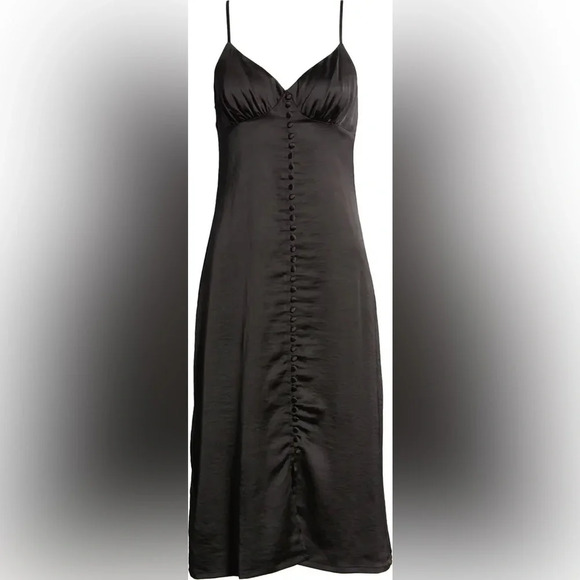 NWT Chelsea 28 Black Button-Up Satin Slipdress Size Small - Picture 3 of 12